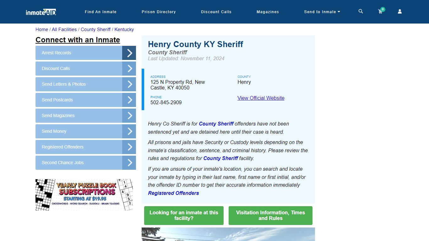 Henry County KY Jail - Inmate Locator